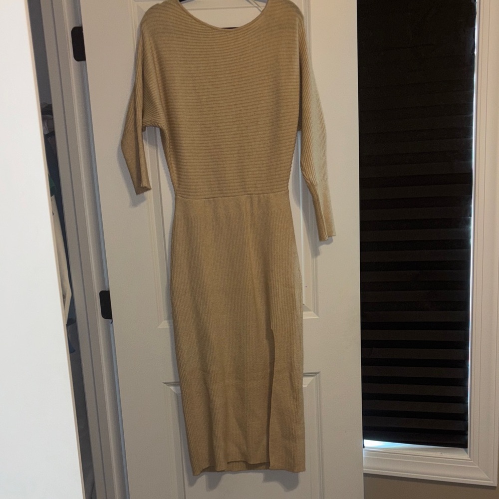 These three boutique Tan Knit Dress size M
